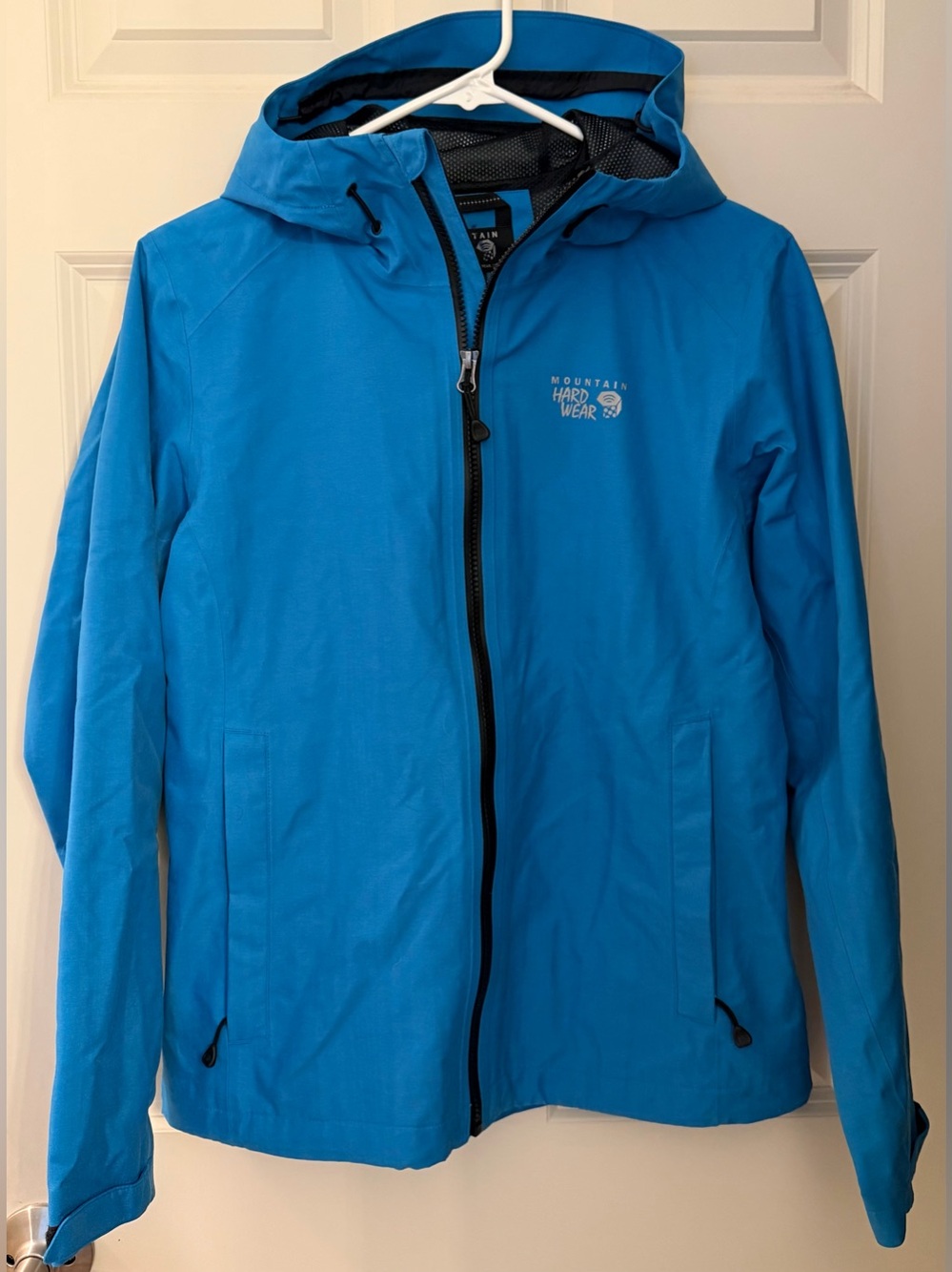 Mountain Hardwear Women’s “Plasmic” Rain Jacket, Blue, Small